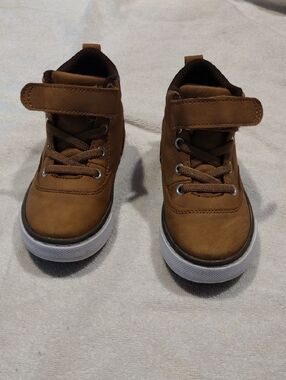 Kids Brown Casual High-Top Sneakers with Velcro Strap